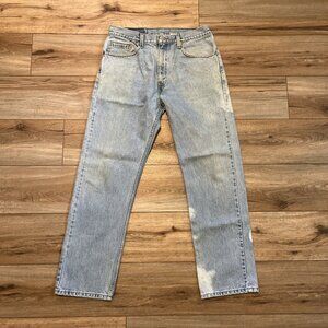 Men's VTG Levis 505 Regular Fit Denim Jeans 34x30 Blue Y2K  Distressed Bleached